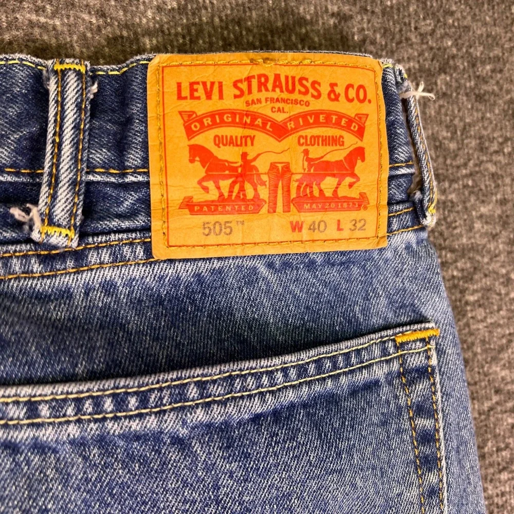 Levis 505 Jeans Mens 40x32 Blue Regular Fit‎ Straight Classic Casual Denim